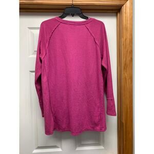 Wildfox Pink Long Sleeve V-Neck Top Size L Soft Knit Casual Relaxed Fit